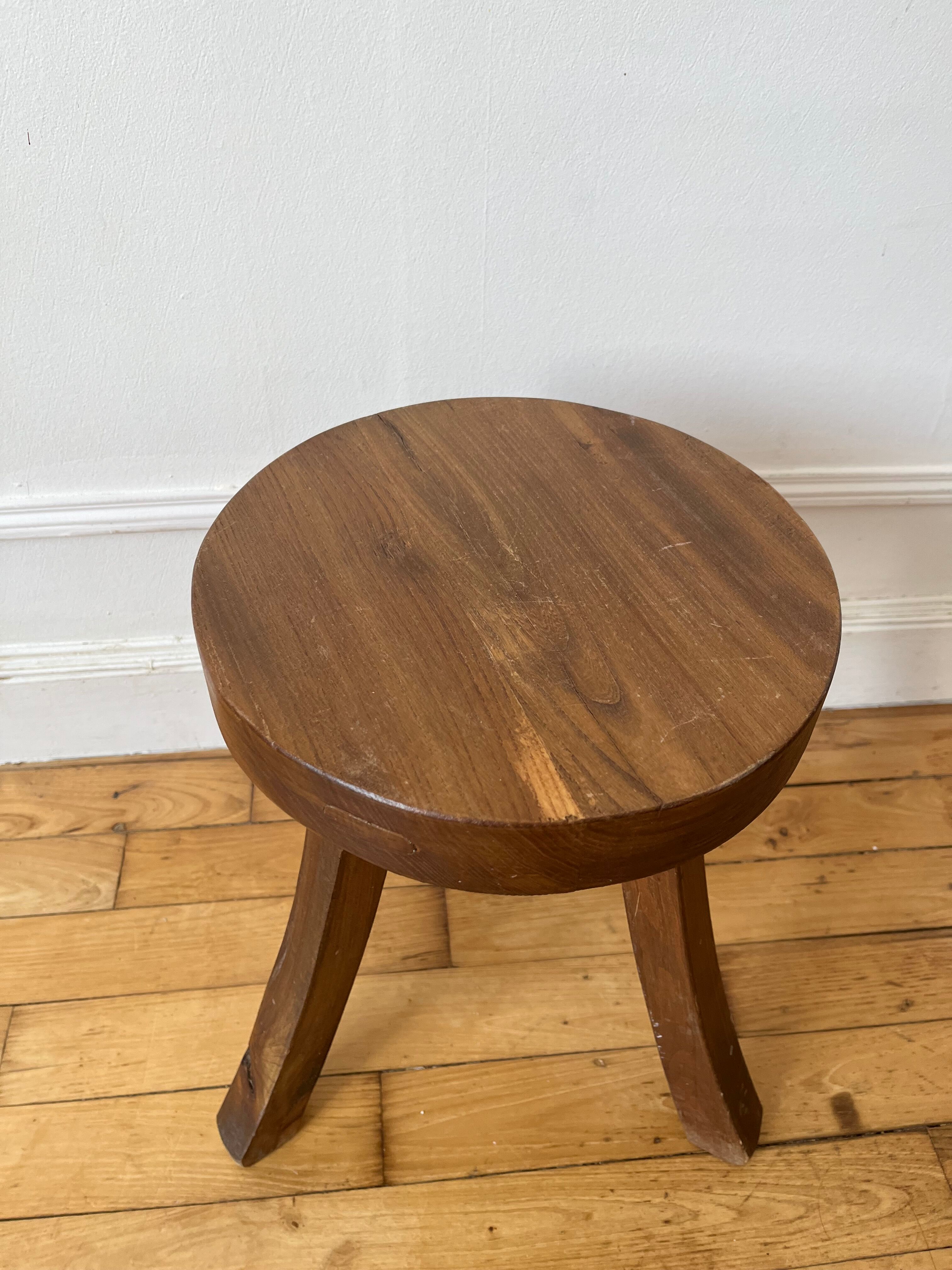 Brutalist wooden stool