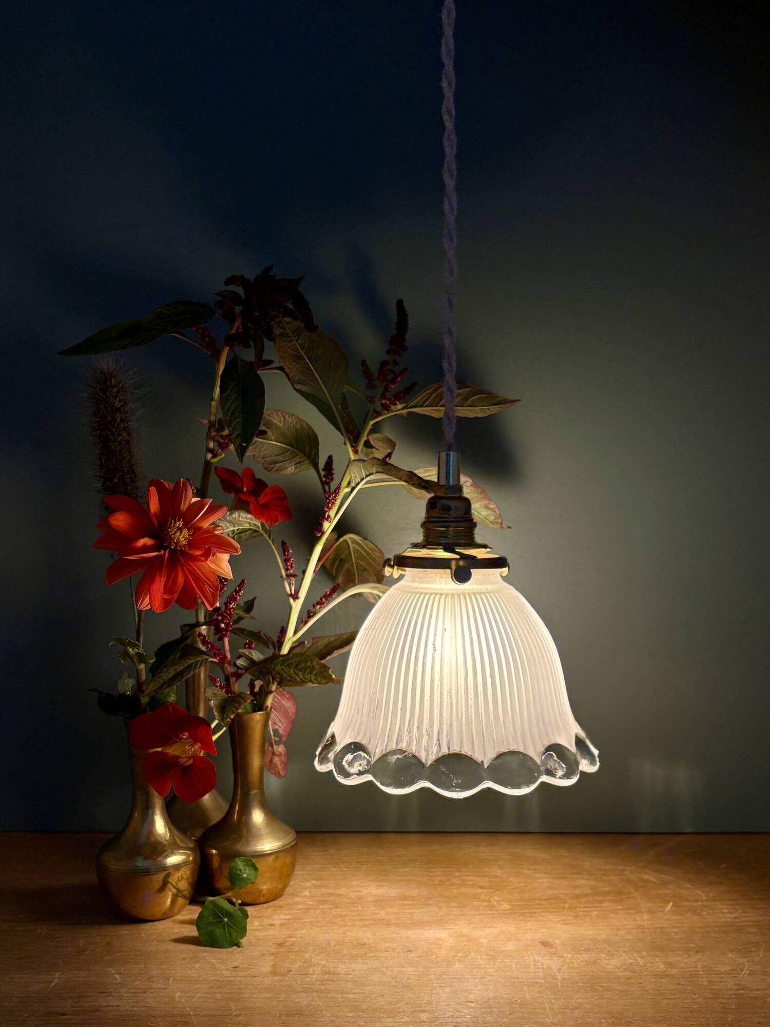 Vintage tulip suspension in frosted glass (TFB1)