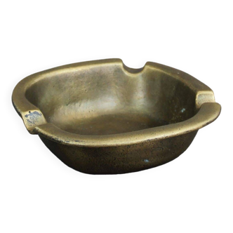 Square brutalist bronze ashtray 1960