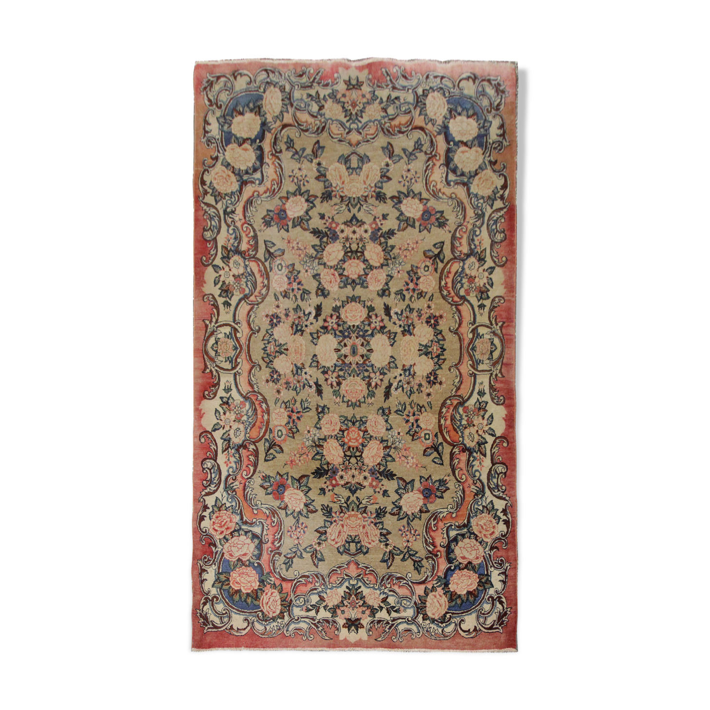 Hand-knotted vintage persian mohajeran area rug 125x215cm