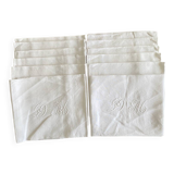 Set of 10 antique hand-embroidered "DM" napkins - Linen threads - 72x86 cm