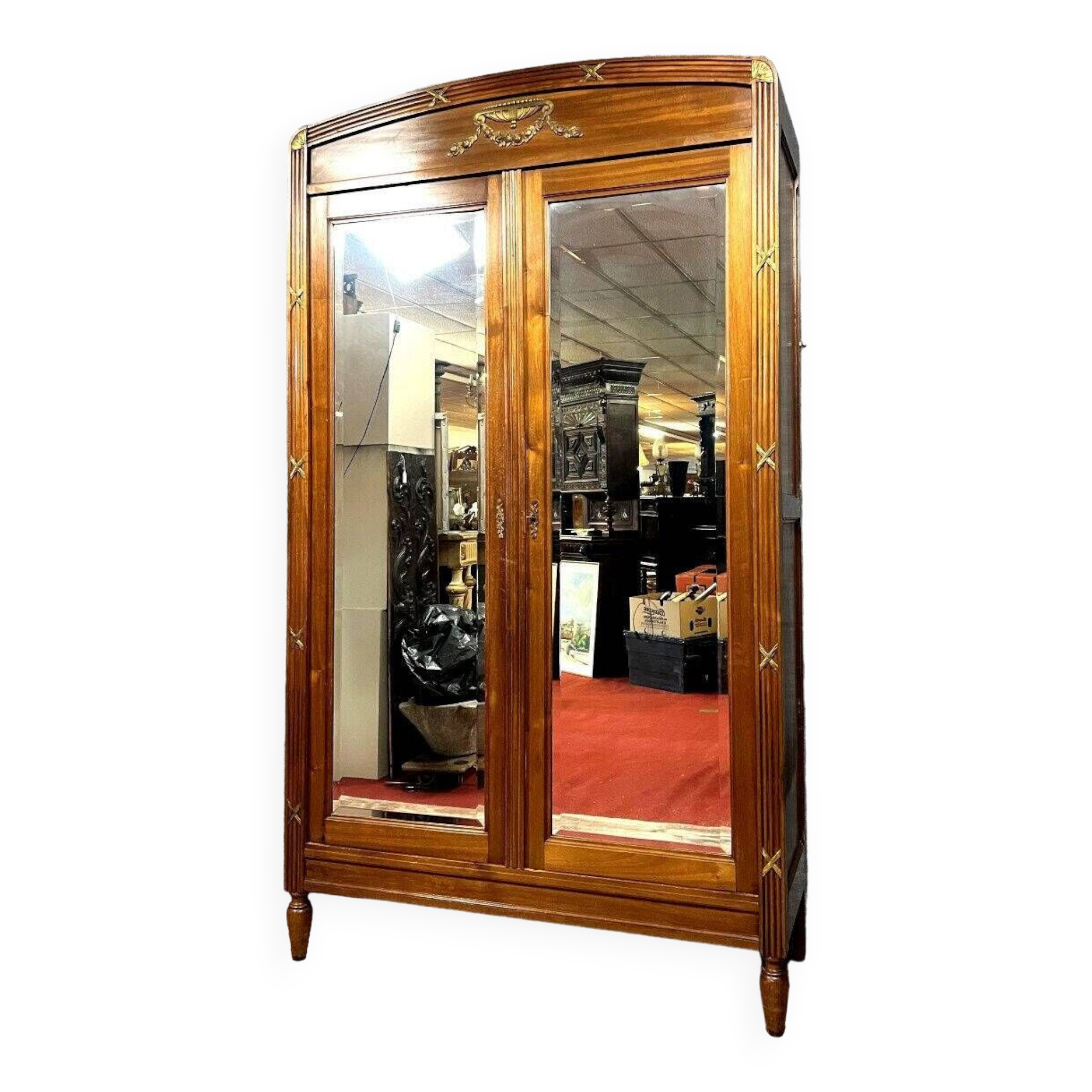 Parisian Louis XVI style cabinet in mahogany and gilded bronzes circa 1880
