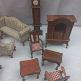 Lot ancien 18 meubles bois miniatures maison poupee dinette de maitrise tbe