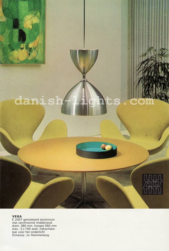 Pendant light "Vega" by Jo Hammerborg for Fog & Mørup. Denmark 1960s