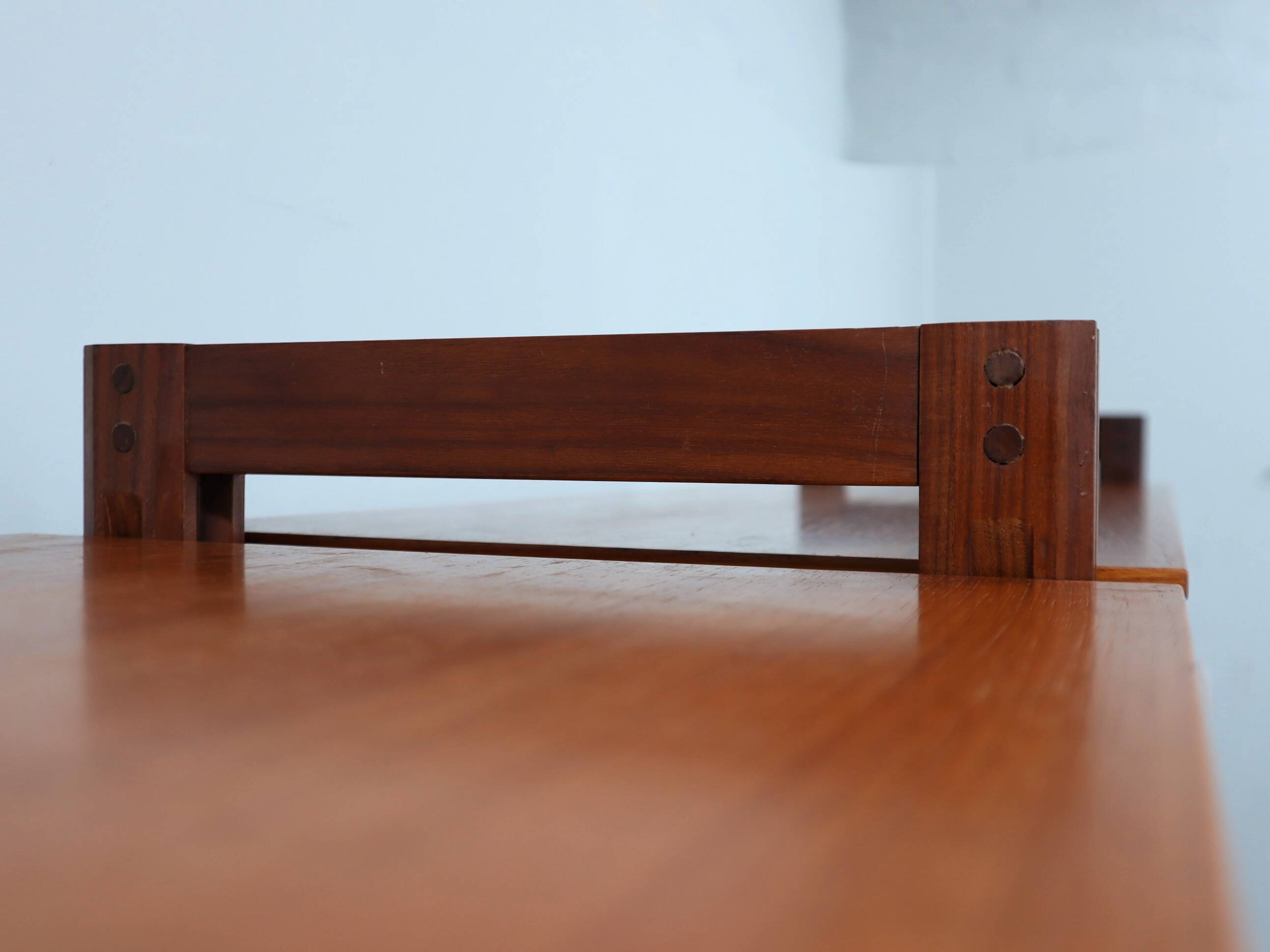 Mid-century modular teak bookcase with drawers and shelves Italy 1960s