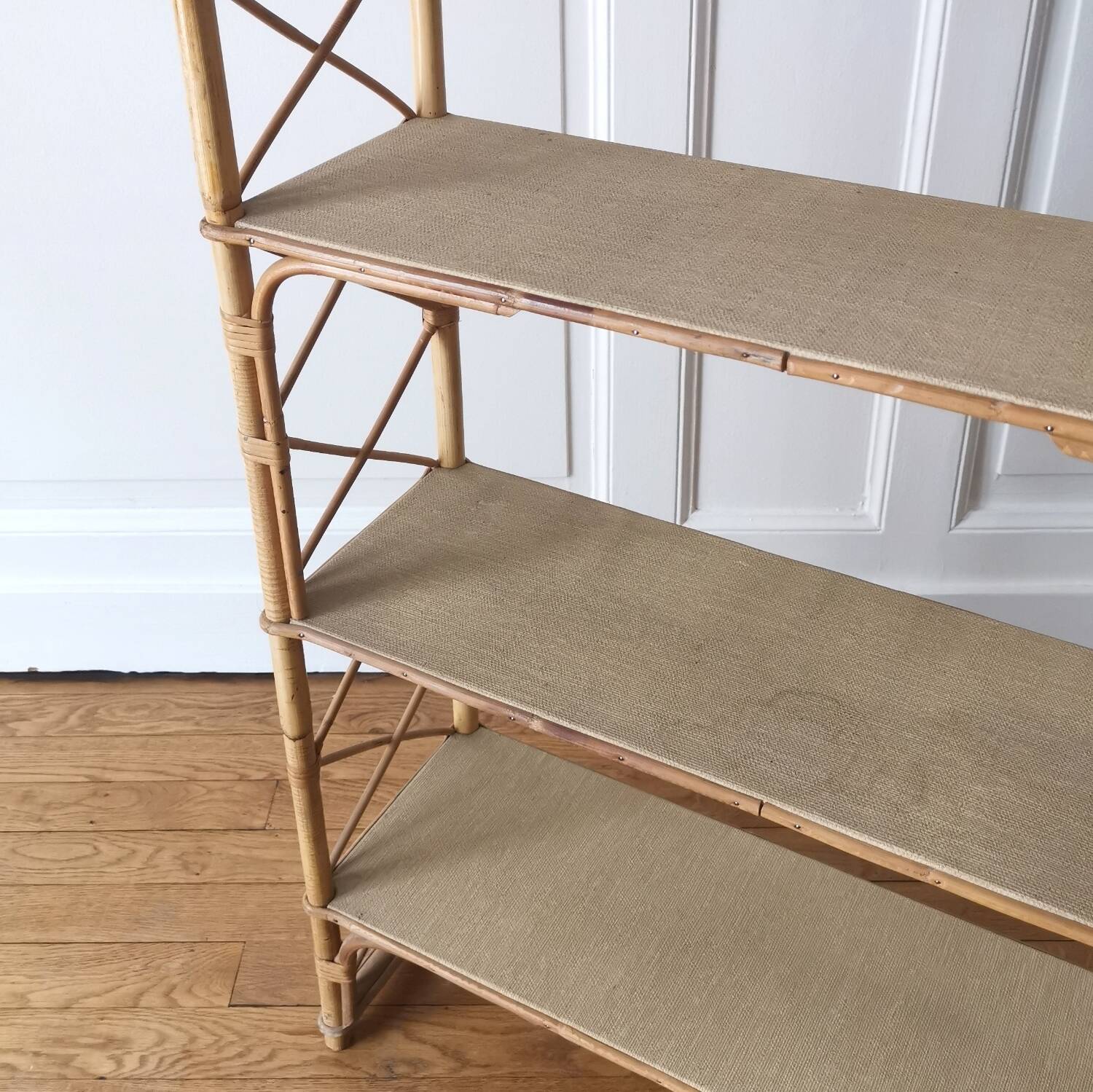 vintage rattan shelf
