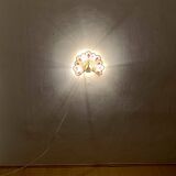 Ensemble de 2 appliques murales en verre cristal en forme de paon de Palwa