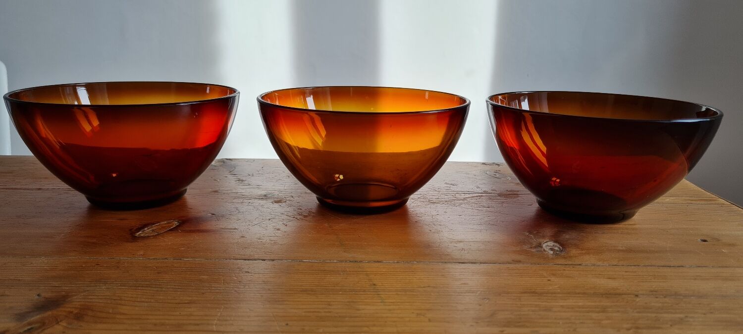 Set de 6 bols en verre ambré arcopal