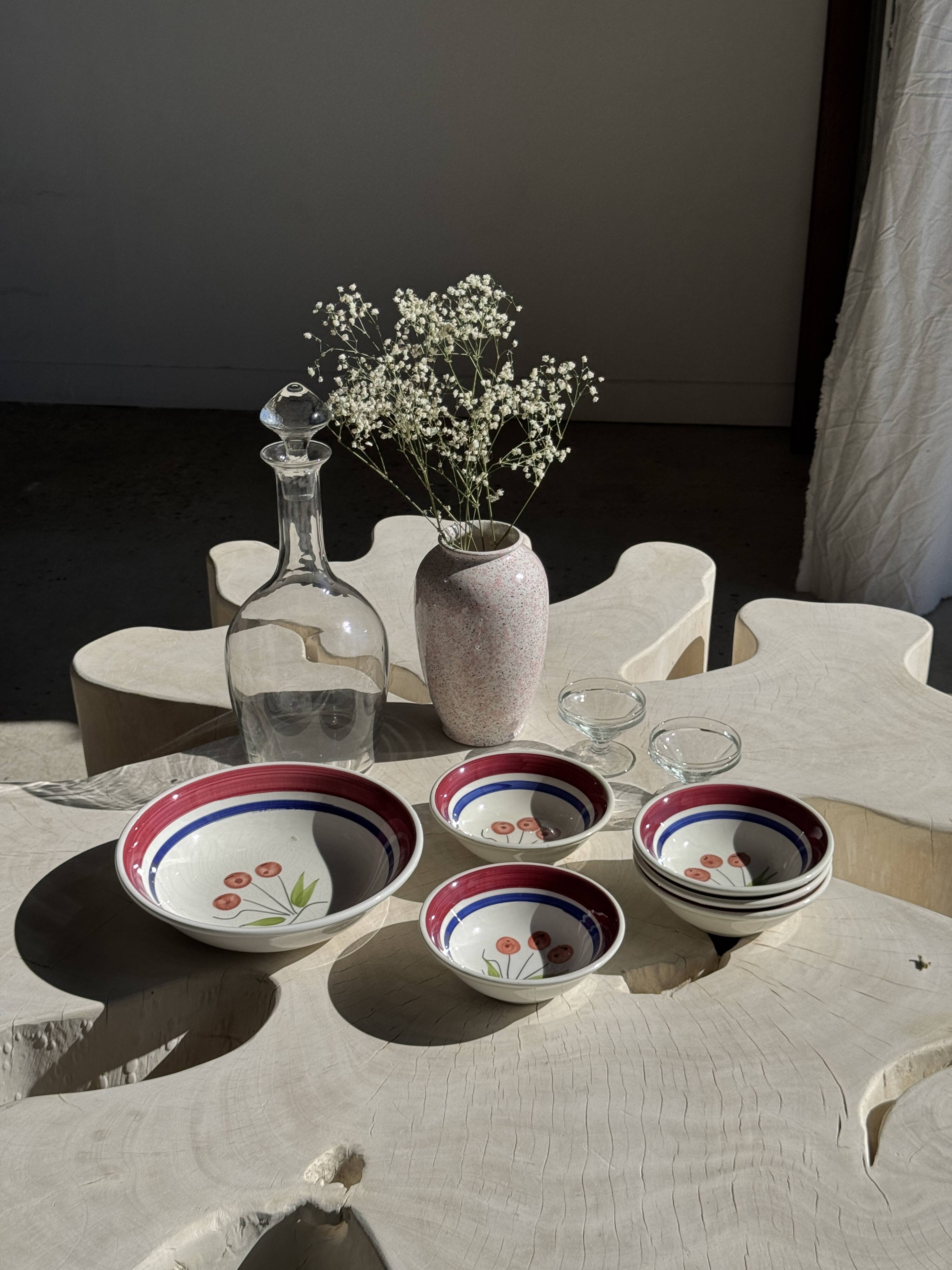 Vintage Italian Fruit Salad Set: Salad Bowl and 8 Bowls
