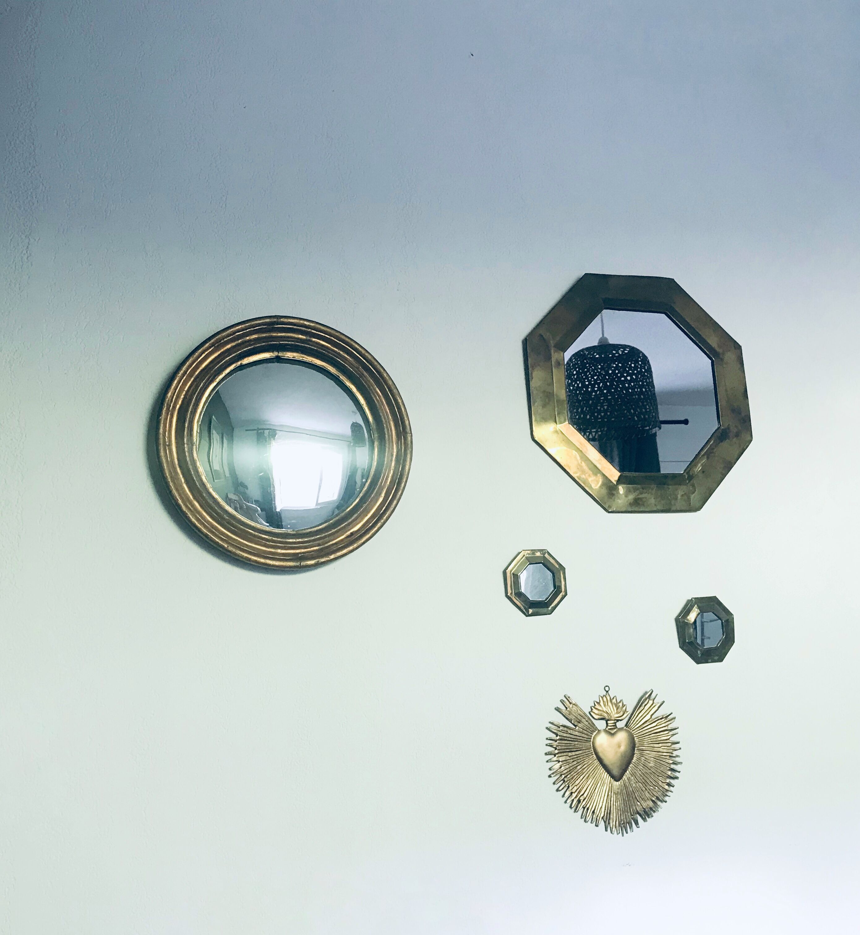 Ancient convex mirror, witch mirror 36cm