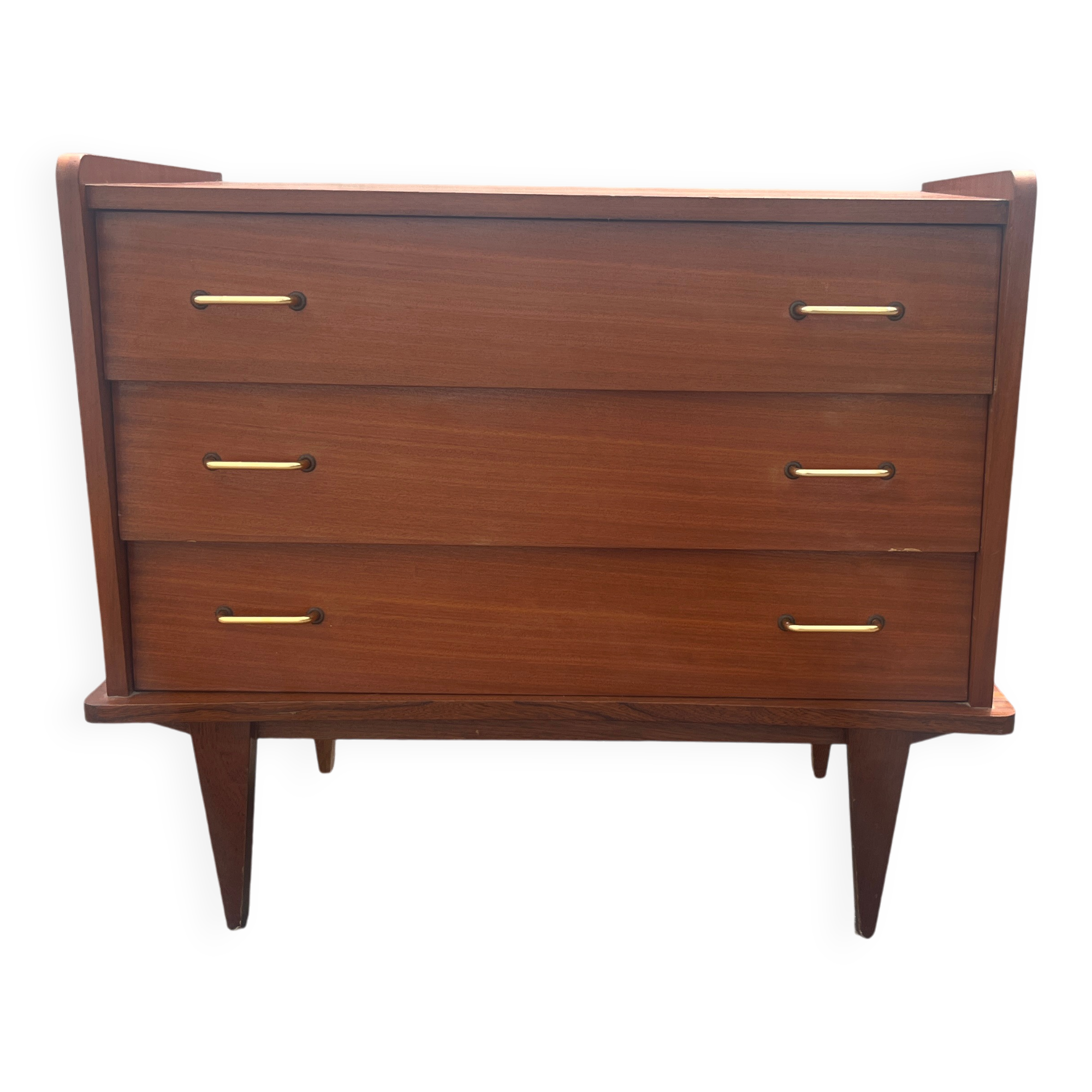 Commode vintage 3 tiroirs poignées années 60