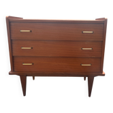 Commode vintage 3 tiroirs poignées années 60