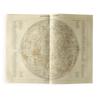 Antique print - Relief map of the Moon - Original poster from 1909