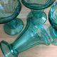 Ensemble de 4 coupes à glaces ou dessert en verre couleur bleu turquoise