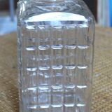 Vintage glass water carafe with rectangular vase.