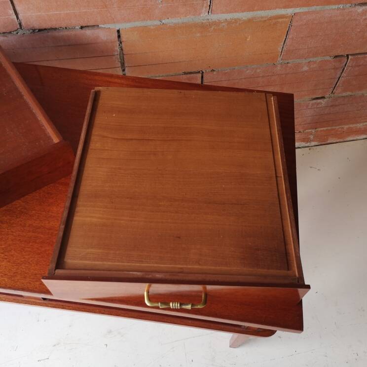 Modernist mahogany desk DLG Maxime Old – Hourglass handles (1940)