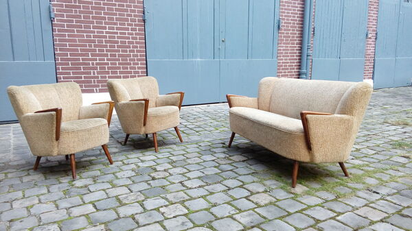 Set 1 canapé sofa scandinave 1 fauteuils Danois années 50 60