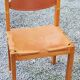 Pair of brutalist chairs in elm and stretched leather with saddle stitching Self publisher