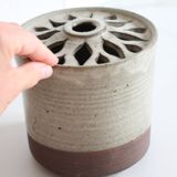 Glazed stoneware vase signed – Art ceramic flower holder