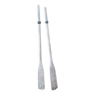 Old wooden oars