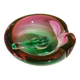 Ashtray with a green and fuchsia glass pestle, Murano Sommerso, 17x6cm