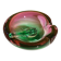 Ashtray with a green and fuchsia glass pestle, Murano Sommerso, 17x6cm