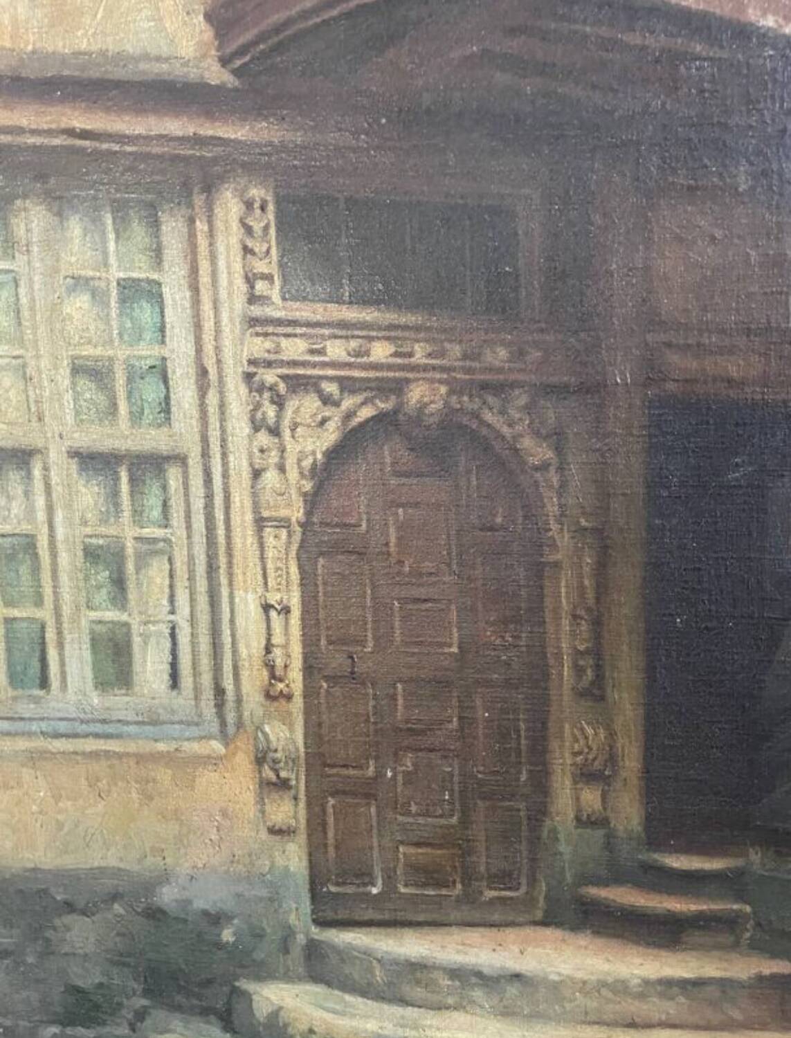 Old painting of a house in Rouen, 19th century