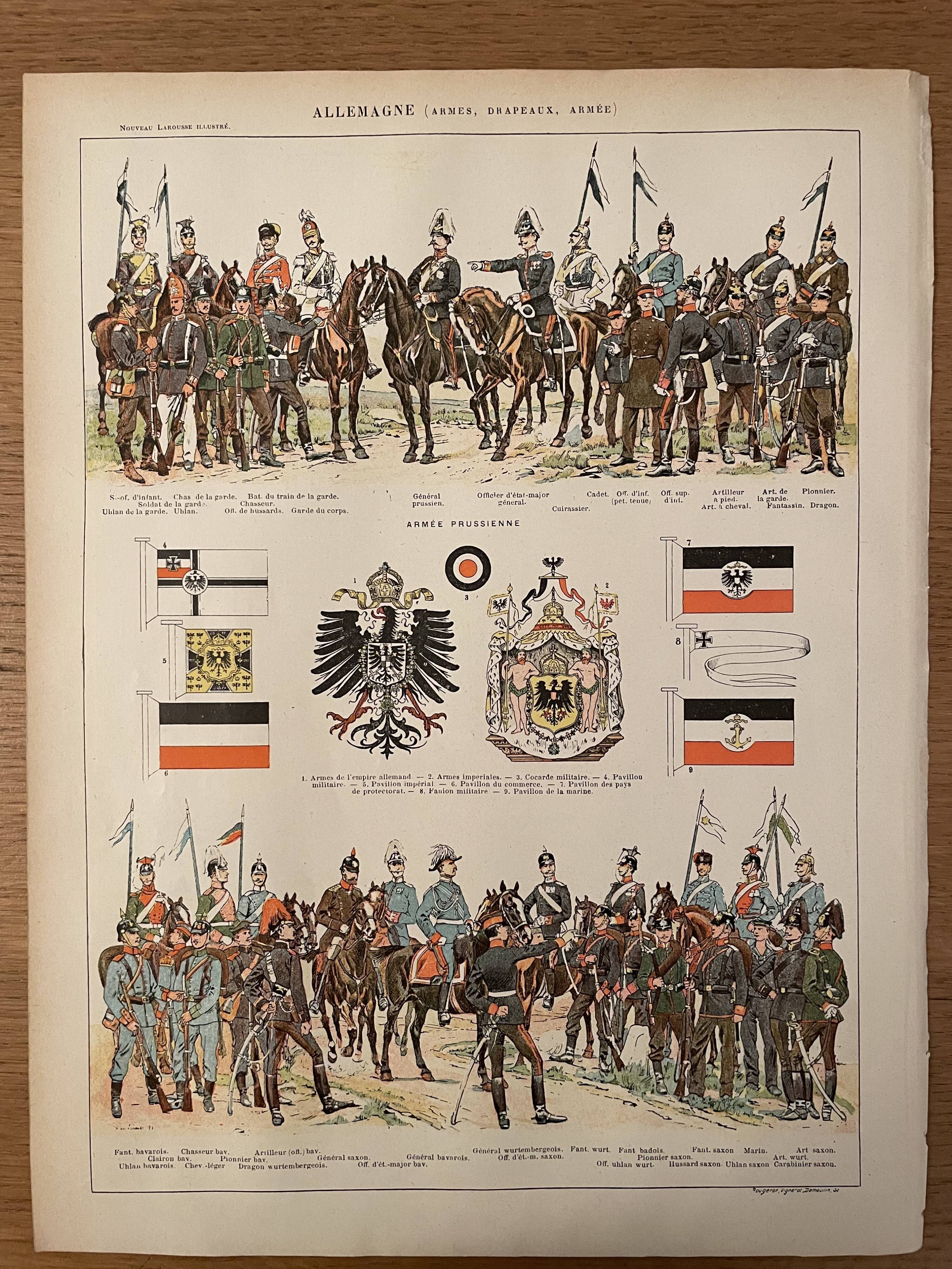 Lithograph engraving on the Army of Germany of 1897