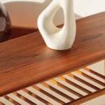 Table basse vintage Everest en noyer – style « planche de surf » (années 60)