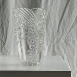 Glass vase with stylized flower pattern