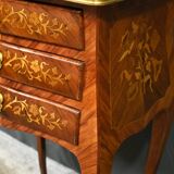 Bedside table in rosewood and palisander, Louis XV style – Late 19th century