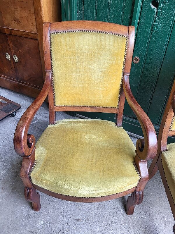 Pair of armchairs with mahogany restoration of the XlX th century
