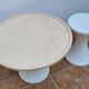 Stamped cream and white coffee table and stool, 1970s
