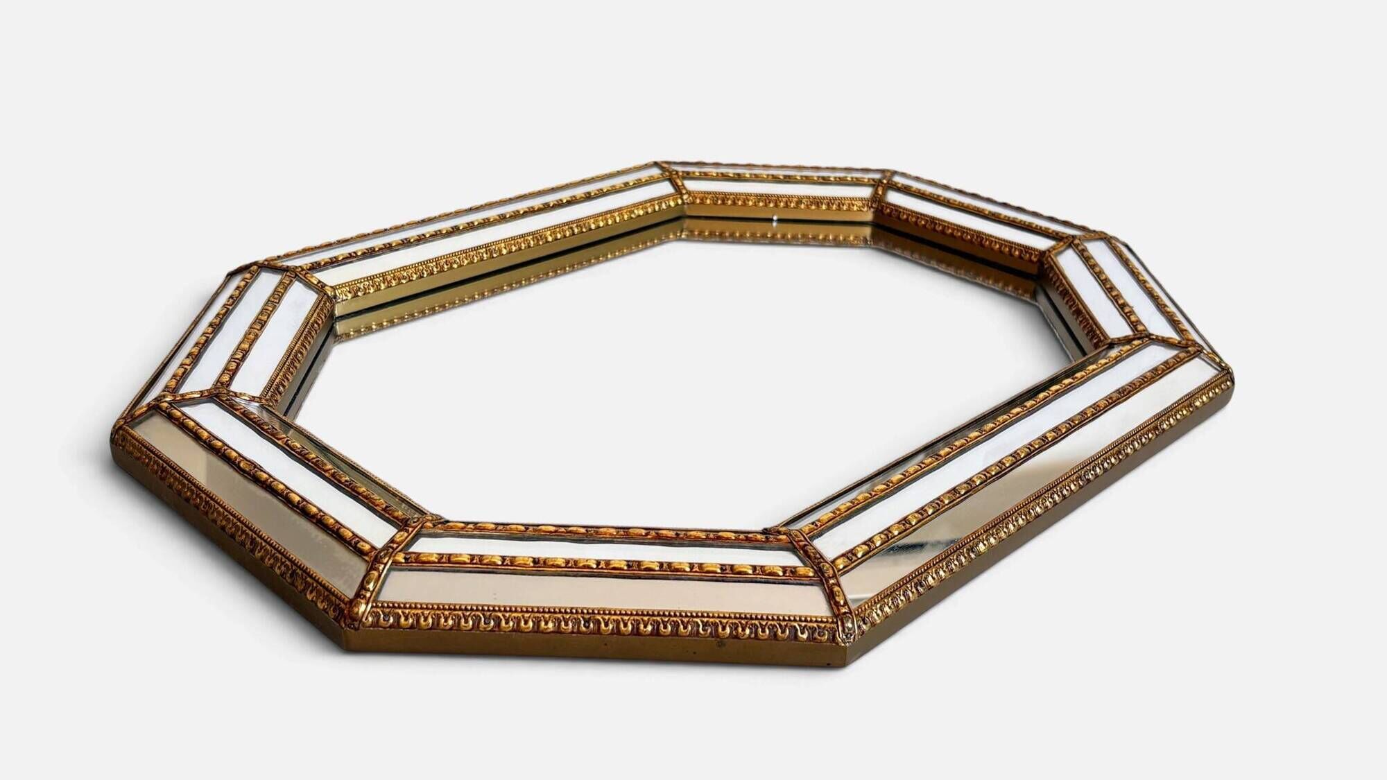 Octagonal Venetian Modern Hollywood Regency Mirror, Handmade in Spain, 1980