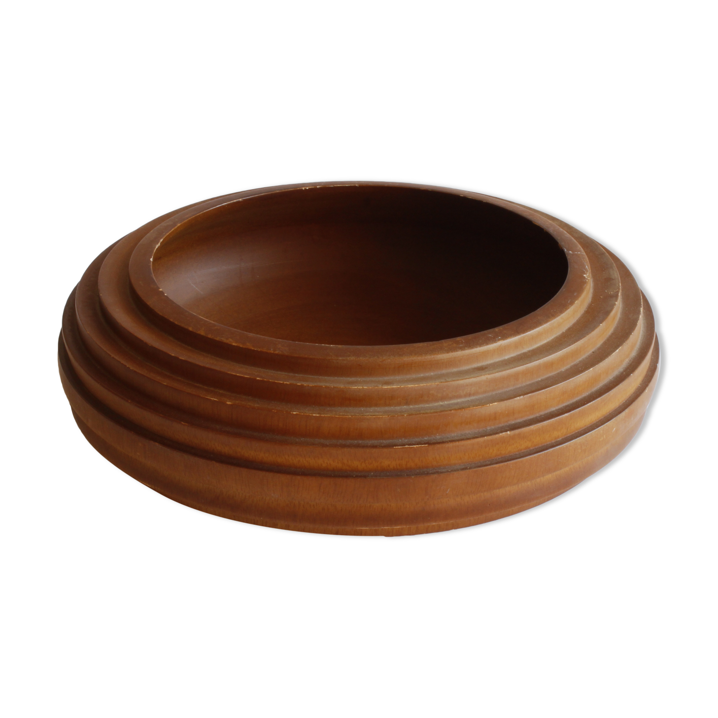 Ribbed turned wooden bowl, 1980