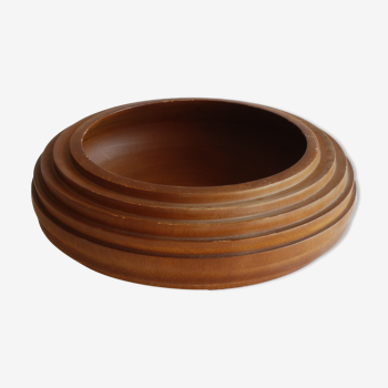 Ribbed turned wooden bowl, 1980