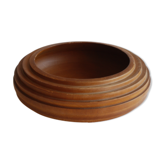 Ribbed turned wooden bowl, 1980