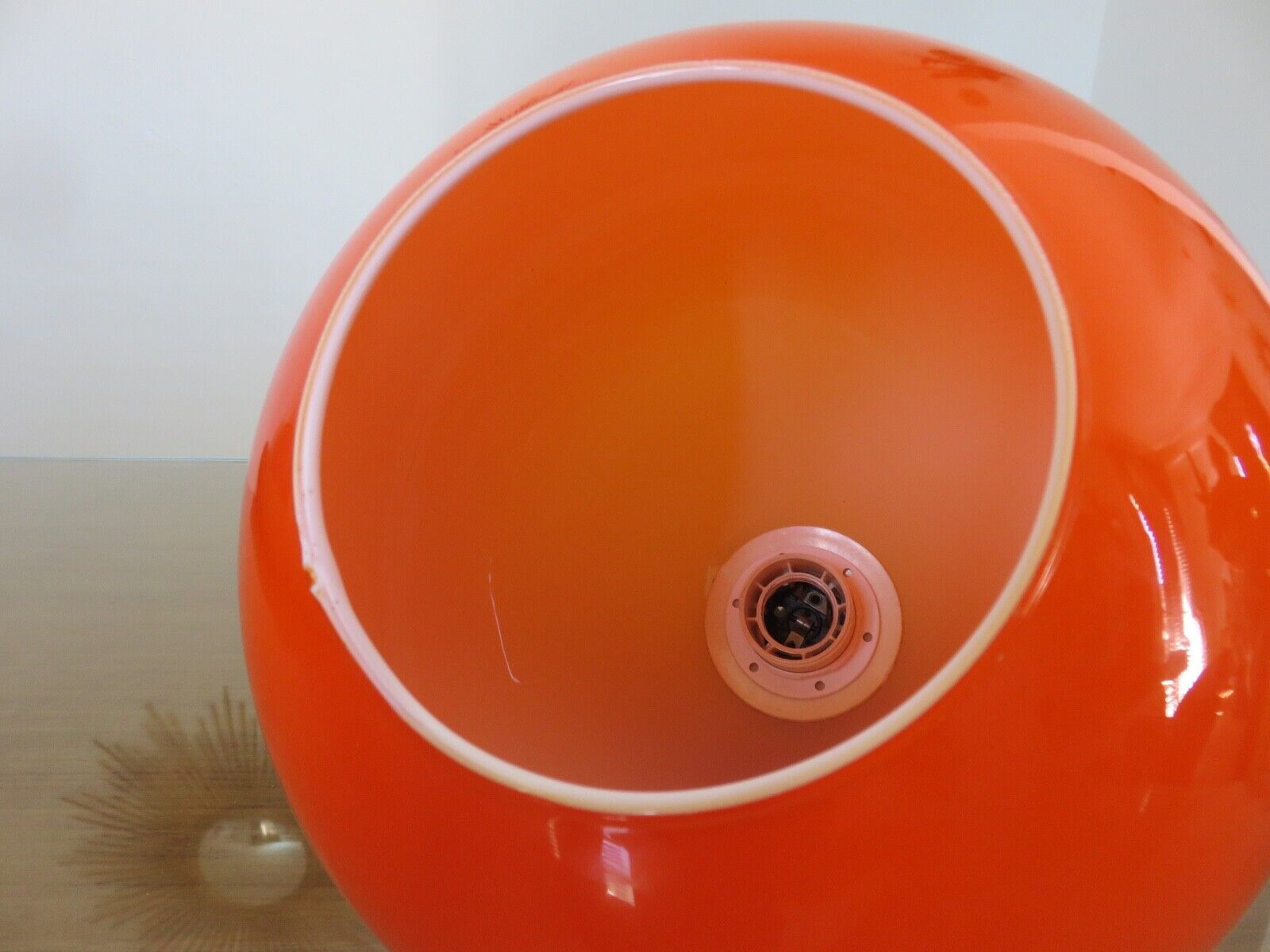 Suspension ball in opaline orange 70s