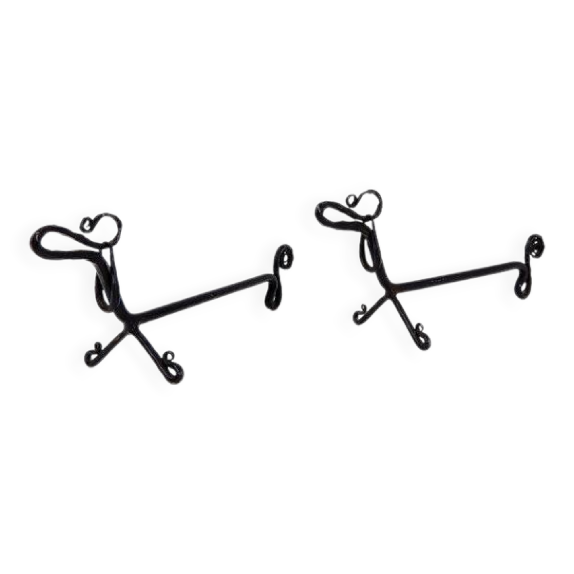 Pair of wrought iron dachshund andirons