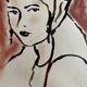 Signed painting pastel and Indian ink female portrait “study with headdress”