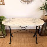 Table bistrot italienne en marbre et fonte