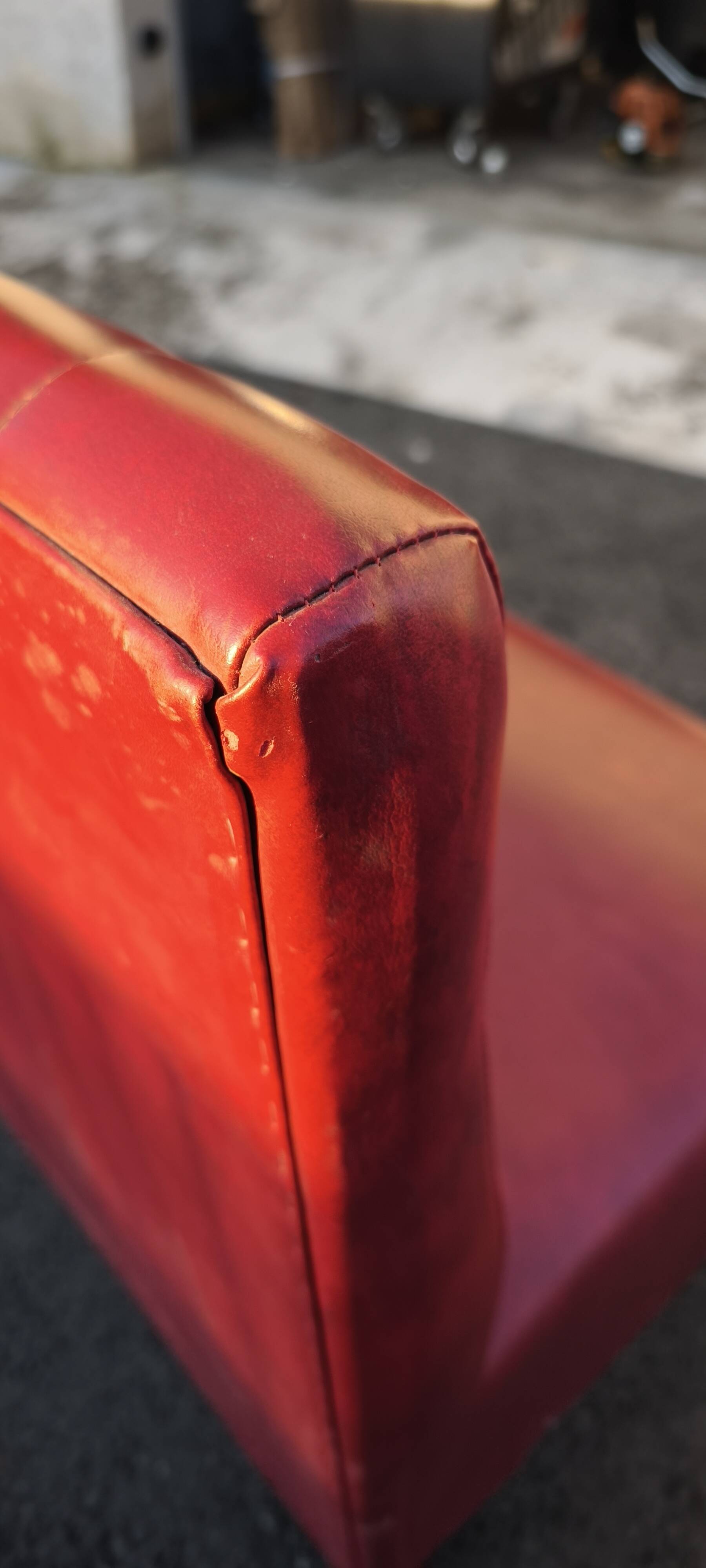 Vintage red bistro bench