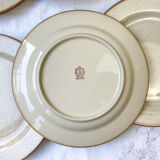 6 assiettes plates en grès beige moucheté