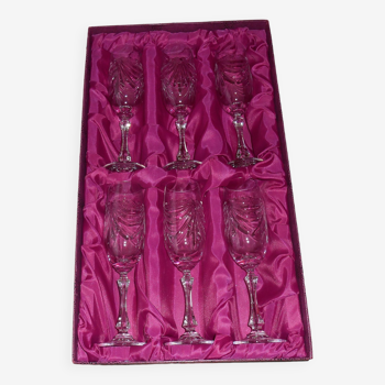 6 verres a vin rouge en cristal de lorraine + sa boite