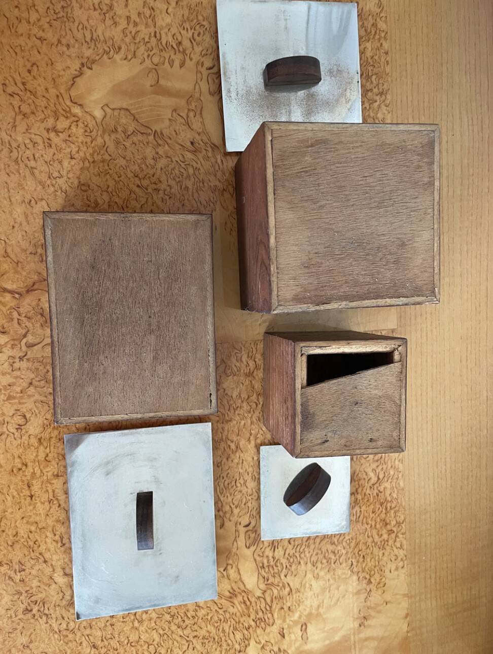 Boîtes Art déco en bois et métal