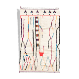Moroccan Berber carpet azilal ecru with colorful patterns 264x147cm