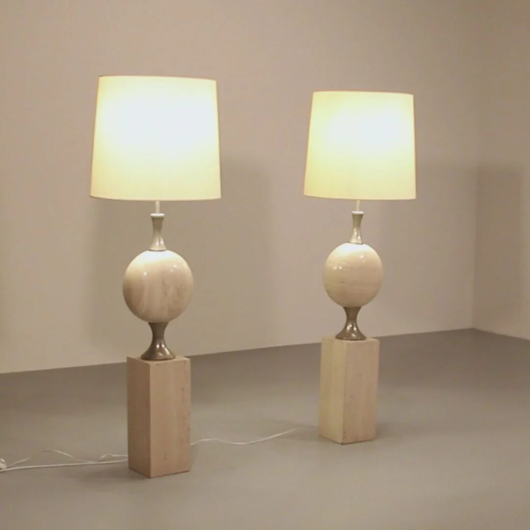 Travertine floor lamp by Philippe Barbier for Maison Barbier, monumental piece, 1970s