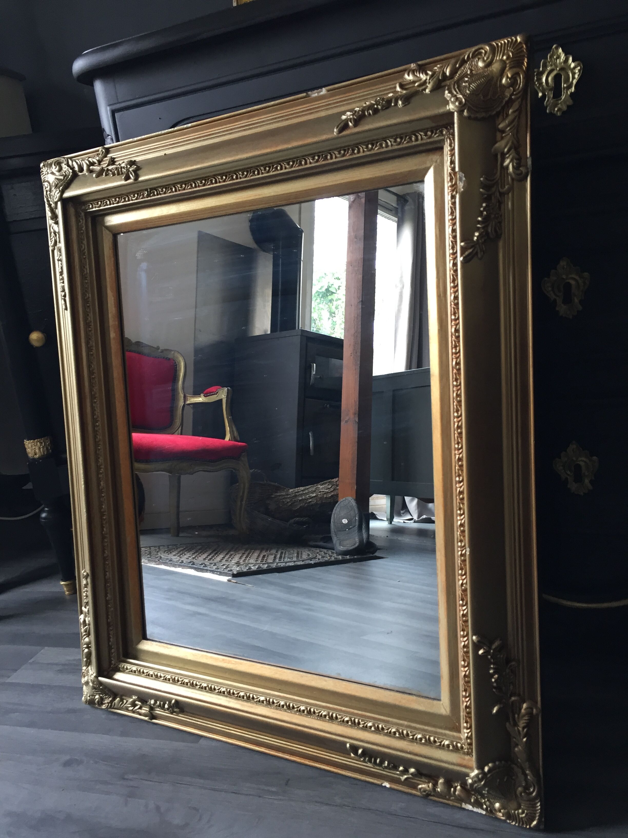Golden antique mirror