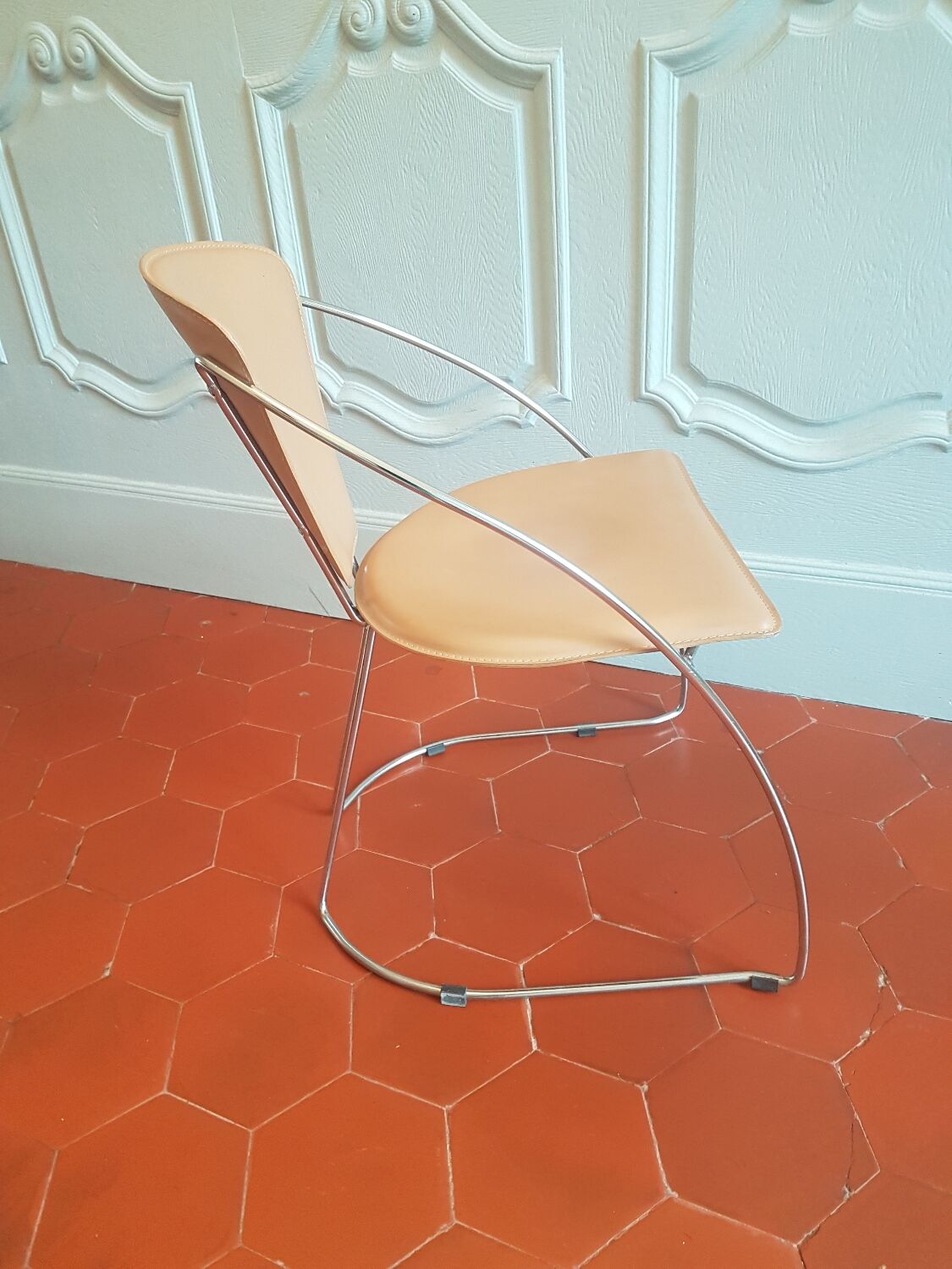 Chrome and leather chair Linda by Arrben