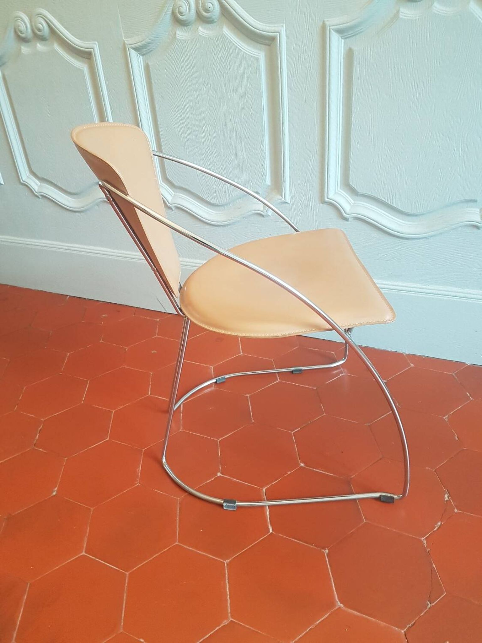 Chrome and leather chair Linda by Arrben